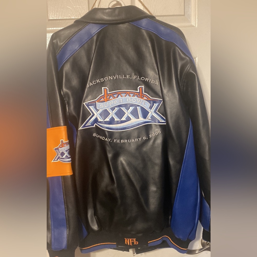 Men’s Genuine Leather NFL Super Bowl XXXIX Bomber Jacket